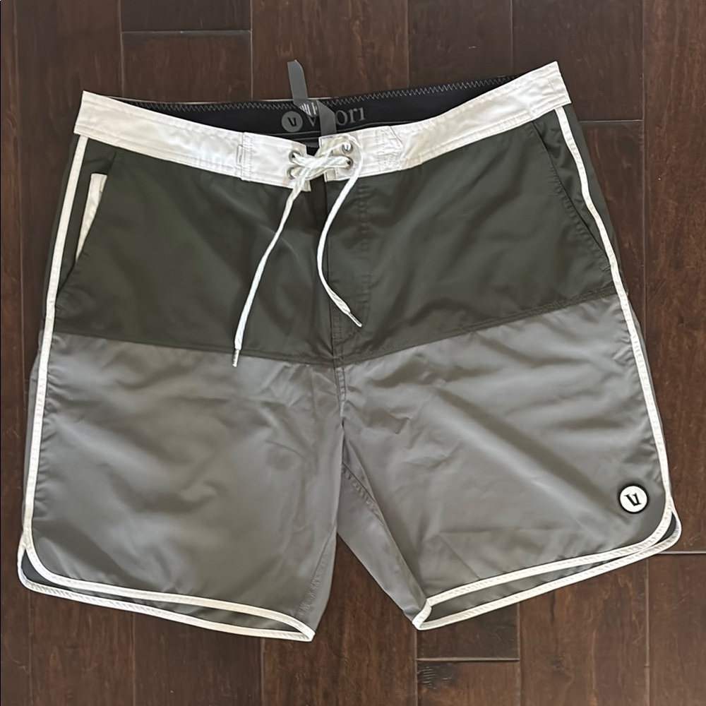 Vuori Men's Green and Grey Swim Shorts
